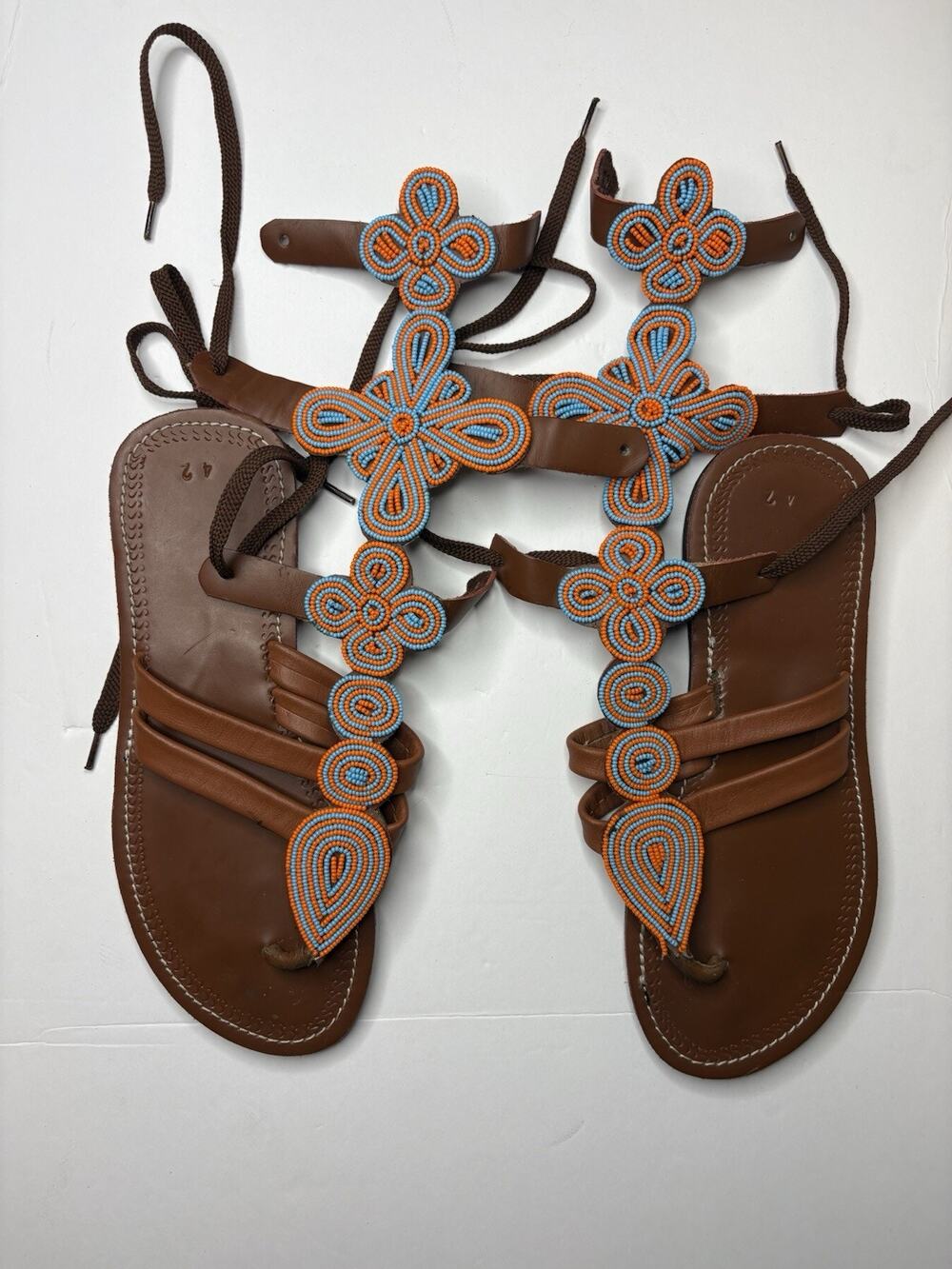 Maasai Handmade Leather Gladiator Sandals Sz 11